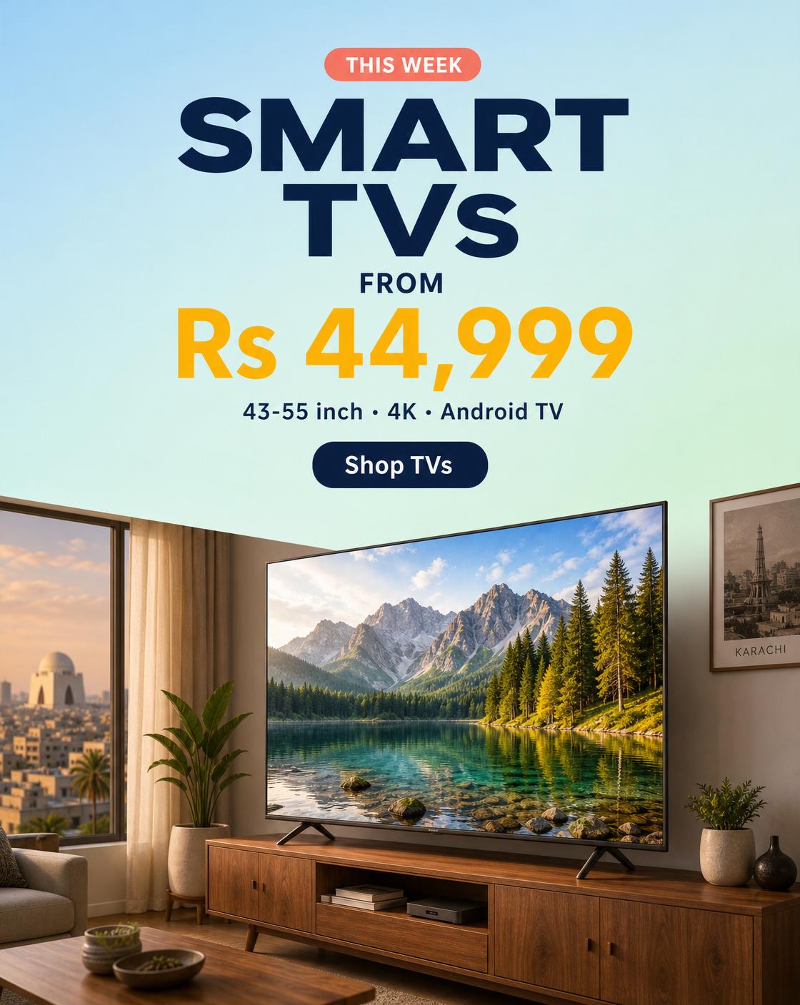 Smart TVs from Rs 44,999 — 43-55 inch 4K Android TVs